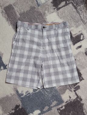 Tommy Bahama Gray Plaid Flat Front Shorts